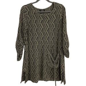 Ali Miles Top Tunic Dark Green Textured Womens Size Medium M